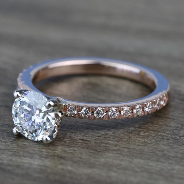 Petite Pave Round Loose Diamond Engagement Ring (0.80 Carat) angle 2